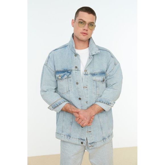 NWT Trendyol Men Oversize Lapel collar Denim Jacket
